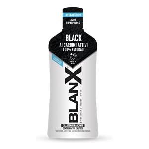 BlanX, Collutorio Sbiancante Black, per Igiene Orale, Colluttorio Antimacchia e Sbiancante, con Licheni Artici naturali, Zinco PCA e Carboni Attivi 100% Naturali, Ripara-Smalto, Formato 500 ml