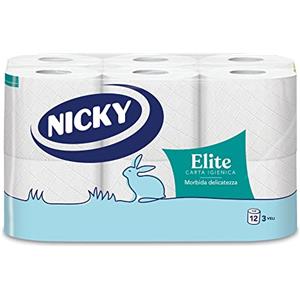 Nicky Elite Carta Igienica a 3 veli, 12 rotoli