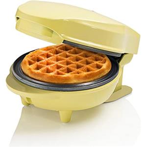Bestron Waffle Maker, Piastra per waffel mini Ø10 cm, piccola macchina per waffel con rivestimento antiaderente, per compleanni di bambini, feste di famiglia, Pasqua o Natale, 550 watt, colore: giallo