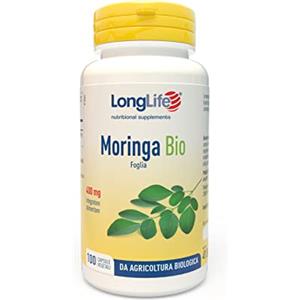 LongLife® Moringa Bio Integratore Longlife | Superfood Da Agricoltura Biologica | 400Mg | Vegan E Gluten Free - 77 g