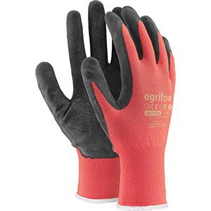 Ogrifox 24 paia di guanti da lavoro, rivestiti in lattice durevole, con salda presa di sicurezza, adatti per giardinaggio, L - 9, Black / Red, 60