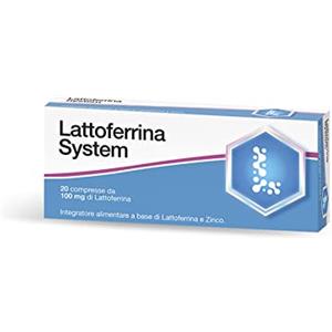 Sanifarma Lattoferrina System, Integratore Alimentare a Base di Lattoferrina e Zinco, Contribuisce alla Normale Funzione del Sistema Immunitario e della Funzione Cognitiva, Confezione da 20 Compresse, 22g