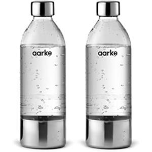 aarke 2 Pacchi Bottiglie per Gasatore d'acqua Carbonator 3, senza BPA con Dettagli in Acciaio (800ml)