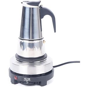 SanBouSi Caffettiera elettrica per caffè espresso in acciaio inox, 200 - 300 ml (4 tazze, 200 ml)