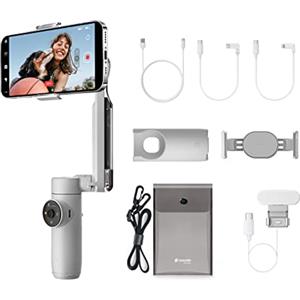 Insta360 Flow Creator Kit- Stabilizzatore per smartphone con IA, con tracciamento automatico, stabilizzazione a 3 assi, selfie stick incorporato, portatile, leggero e pieghevole, Grigio Pietra