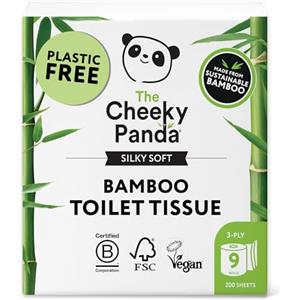 The Cheeky Panda - Carta Igienica in Bamboo | Confezione da 9 Rotoli | 3 Veli, No Plastica, Ecologica, Super Morbida, Resistente e Sostenibile
