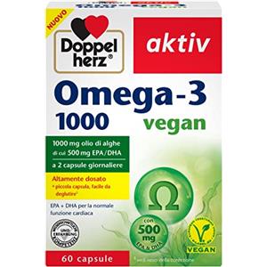 Doppelherz Omega 3 Vegan - con 1000mg Olio di Alghe di cui 500 mg EPA/DHA - 60 mini capsule - Altamente dosato - Vegano - Doppelherz