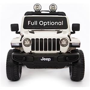 BABYCAR Jeep elettrica per bambini 12V - Macchina elettrica per bambini 2 Posti Full Optional - Sedili in Pelle Porte apribili Telecomando e Soft Start (Bianco)