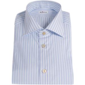 KITON CAMICIA KITON IN COTONE 02-13-15 CELESTE-BIANCO Uomo