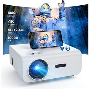 T TOPVISION Proiettore 5G WiFi Bluetooth 1080P Nativo, 10000Lux Videoproiettore Supporta 4K/Zoom/300 Schermo per Home Cinema Compatibile con iOS, Android, Windows
