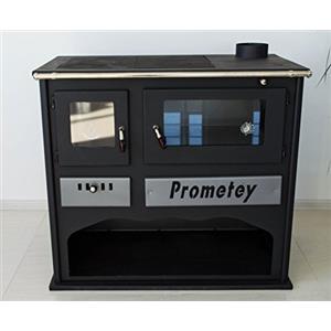 Prometey Lux, stufa a legna, con forno da cucina con vetro, Prometey 11 KW, Praktik