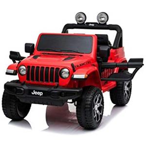 Tecnobike Shop Auto Macchina Elettrica per Bambini Jeep Fiat Wrangler Rubicon 12V Telecomando 2 Posti Sedile in Pelle Mp3 Luci e Suoni (Rosso)