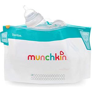Munchkin Buste Riutilizzabili per Sterilizzazione in Microonde con Impugnatura Atermica Munchkin per Ciucci, Tettarelle e Biberon, Alternativa a Sterilizzatori a Freddo, Mini-Sterilizzatore da Viaggio