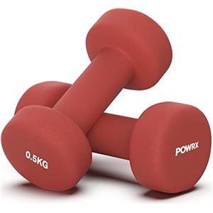 POWRX Manubri Pesi Neoprene 0,5-5 kg - Ideali per Esercizi di »Functional Fitness« in casa e Palestra - Presa Antiscivolo e Colore/Peso a Scelta + PDF Workout, cavigliere pesi 2 kg