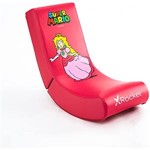 X Rocker Officially Licensed Nintendo Super Mario Bros Video Rocker Gaming Chair for Juniors, Folding Rocking Seat- JOY Collection (Pink, Princess Peach)