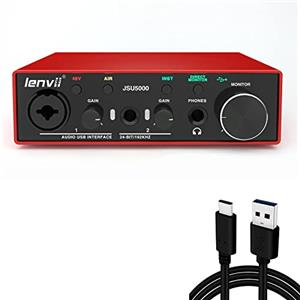 LENVII Interfaccia Audio per Registrazione Professionale su Mac o PC, Scheda Audio Esterna USB, Alta Fedeltà a 24Bit/192kHz, Latenza Ultra Bassa, con XLR, per Chitarristi, Cantanti e Produttori