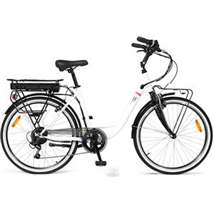 i-Bike, City Easy Comfort, Bicicletta Elettrica a Pedalata Assistita Unisex adulto, Bianco, Unica