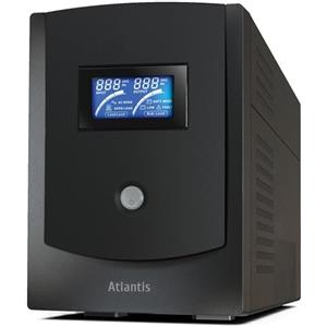 Atlantis A03-HP3002 Gruppo di Continuità Onda Sinusoidale Pura 3000VA 1500W Line Interactive, display LCD, porta USB, 5 uscite IEC, 2 batterie 12V-10Ah, protezione porta lan RJ45