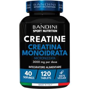 Bandini® Creatina Monoidrata Micronizzata 120 Compresse da 3000mg per dose - Integratore per Allenamento, Palestra e Pre Workout - A base di Creatine Monoidrato Pura e Vegana al 100%