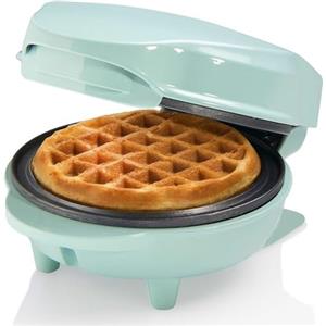 Bestron Waffle Maker, Piastra per waffel mini Ø10 cm, piccola macchina con rivestimento antiaderente, per compleanni di bambini, feste di famiglia, Pasqua o Natale, 550 watt, colore: verde