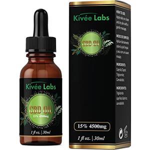 KivéeLabs Olio di CBD autentico 15% | 30 ml | CBD puro da 4500 mg | Base di olio MCT (cocco) 0% THC | Formula migliorata | (olio di cocco).