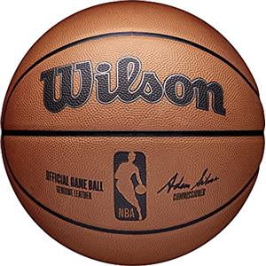 Wilson Pallone da Basket NBA OFFICIAL GAME BALL, Utilizzo Indoor, Pelle, Misura: 7, Marrone