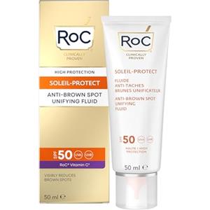 RoC - Soleil-Protect Fluido Unificante Anti-Macchie Brune SPF 50 - Crema Idratante Viso con Vitamina C - Riduce le Macchie Marroni - 50 ml