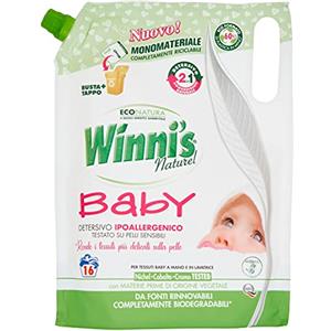 Winni's - Detersivo Lavatrice Baby Ipoallergenico in Ecoformato, Formula 2 in 1 con Ammorbidente Naturale, Adatto alle Pelli più Sensibili, con Materie Prime di Origine Vegetale, 800 ml