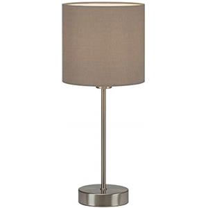 BRILONER Leuchten - Lampada da tavolo, comodino o scrivania, Abat jour, 1x E14, con interruttore a cavo, paralume in tessuto, color sabbia, 160x385mm (DxH)