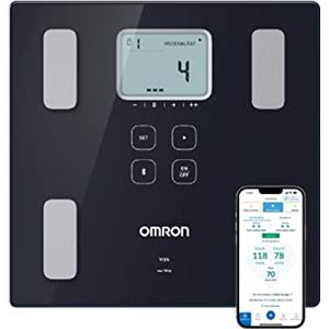 OMRON VIVA Bilancia smart e misuratore della composizione corporea Bluetooth con calcolo di grasso corporeo, peso, grasso viscerale, muscolatura scheletrica, metabolismo basale e BMI