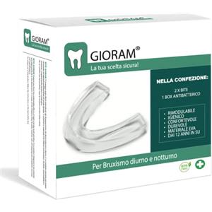 GIORAM 2 x Bite dentale bruxismo notturno, automodellante, apparecchio antirussamento e Digrignamento dei denti, paradenti boxe, vassoio per sbiancamento denti SMALL (4,5X4,8X1,6CM)