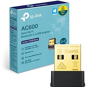 TP-Link Archer T2UB Nano Adattatore Bluetooth 4.2 WiFi USB, Dual Band AC600Mbps, Chiavetta per PC Fisso, Trasmettitore, Scheda di Rete, Windows 11/10