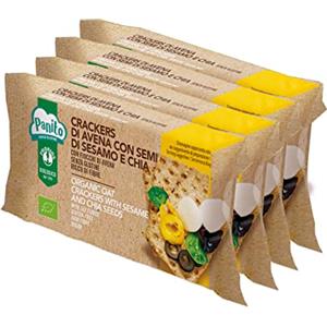 Probios Probos Crackers di Avena con Semi di Sesamo e Chia Biologico - Confezione da 8 x 140g