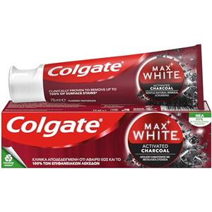 Colgate Max White Whitening Toothpaste Activated Carbon 1 Pack of 75 ml Mineral Microparticles with Activated Carbon Whitening Teeth Whitening Action