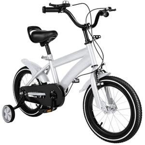 JINPRDAMZ Bicicletta per Bambini, Bicicletta da 14 Pollici con Ruote da Allenamento per Bambini e Bambine, 3-6 Anni Stile BMX per Bambini (Bianco) Bicicletta per Principianti