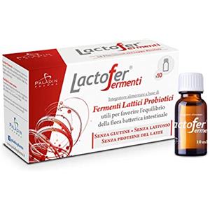 Paladin Pharma Lactofer Integratore Ferment Lattici Probiotici Senza Zucchero - 10 Flaconcini Da 10 Ml, color Rosso, 10