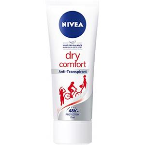 NIVEA Crema deodorante Dry Comfort in confezione da 6 (6 x 75 ml), antitraspirante per ogni situazione quotidiana, deodorante con protezione 48 ore