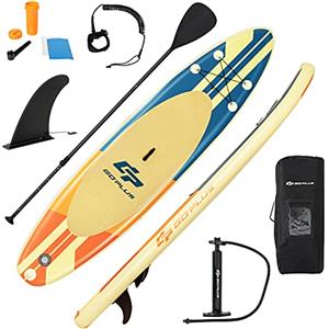 GOPLUS SUP Tavola, Surfboard Gonfiabile, Stand Up Paddle, Remo Regolabile 160-210cm, Accessori Completi, Carico di 150/170kg, 320/335x76x15 cm (Arancio, M)