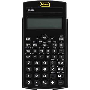 Idena 20137 - Calcolatrice scolastica SR 200, display a 10 cifre, funzionamento a batteria, calcolatrice scientifica