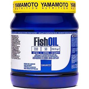 YAMAMOTO NUTRITION Fish Oil Molecular Distillation 200 Softgels, Integratore Alimentare con Omega 3 EPA e DHA da Olio di Pesce, Senza Glutine e Senza Lattosio