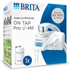 BRITA Sistema filtrante dell'acqua ON TAP Pro V-MF con 1x filtro (600L) - per acqua priva di batteri al 99,99% & gusto migliore - incluso LED digitale per monitoraggio durata filtro