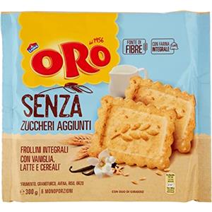 CAIYA Oro Saiwa Biscotti Frollini Intergali con Vaniglia, Latte e Cereali Senza Zuccheri Aggiunti 300g