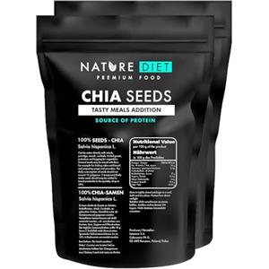 Nature Diet- Semi di Chia 2x 1000 g | Salvia Hispanica | Ad alto contenuto di Omega-3 | Fonte di fibra