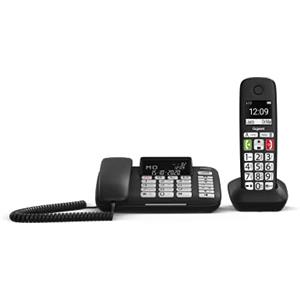Gigaset DL780 Plus Telefono Fisso più Cornetta Cordless Aggiuntiva, con Rubrica in Comune e Sincronizzazione delle Chiamate, Suonerie Forti e Tasti Grandi, Nero, Italia