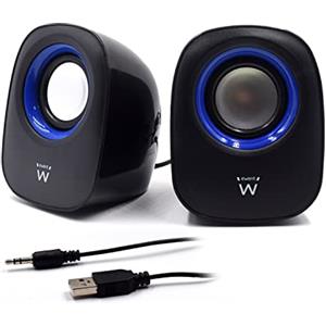Ewent EW3501 - Sistema Audio 2.0 Speaker Casse Stereo, Alimentate via USB, Nero/Blu