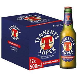 Tennent's Super, Birra Bottiglia - Pacco da 12x50cl
