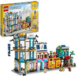LEGO Creator 3in1 Strada Principale, Grattacielo Art Déco o Strada del Mercato, Giochi da Costruire con Modellini di Hotel, Caffè, Appartamenti e Negozi, Kit Modellismo per Costruzioni Creative 31141