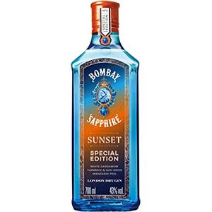 Bombay Sapphire Sunset Limited Edition Premium London Dry Gin, infuso a vapore con cardamomo bianco, curcuma e mandarini essiccati al sole, Vol. 43%, 70 cl / 700 ml