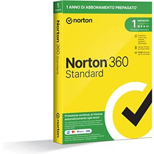 Norton 360 Standard 2024, Antivirus per 1 dispositivo, Licenza di 1 anno con rinnovo automatico, PC, Mac, tablet e smartphone