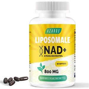 azaroe Liposomiale NAD+ e Trans-Resveratrolo Softgels da 800 mg, alternativa all'NMN più efficiente dell'NMN, assorbimento elevato, integratore NAD+ effettivo (60 Softgels (Pack of 1))